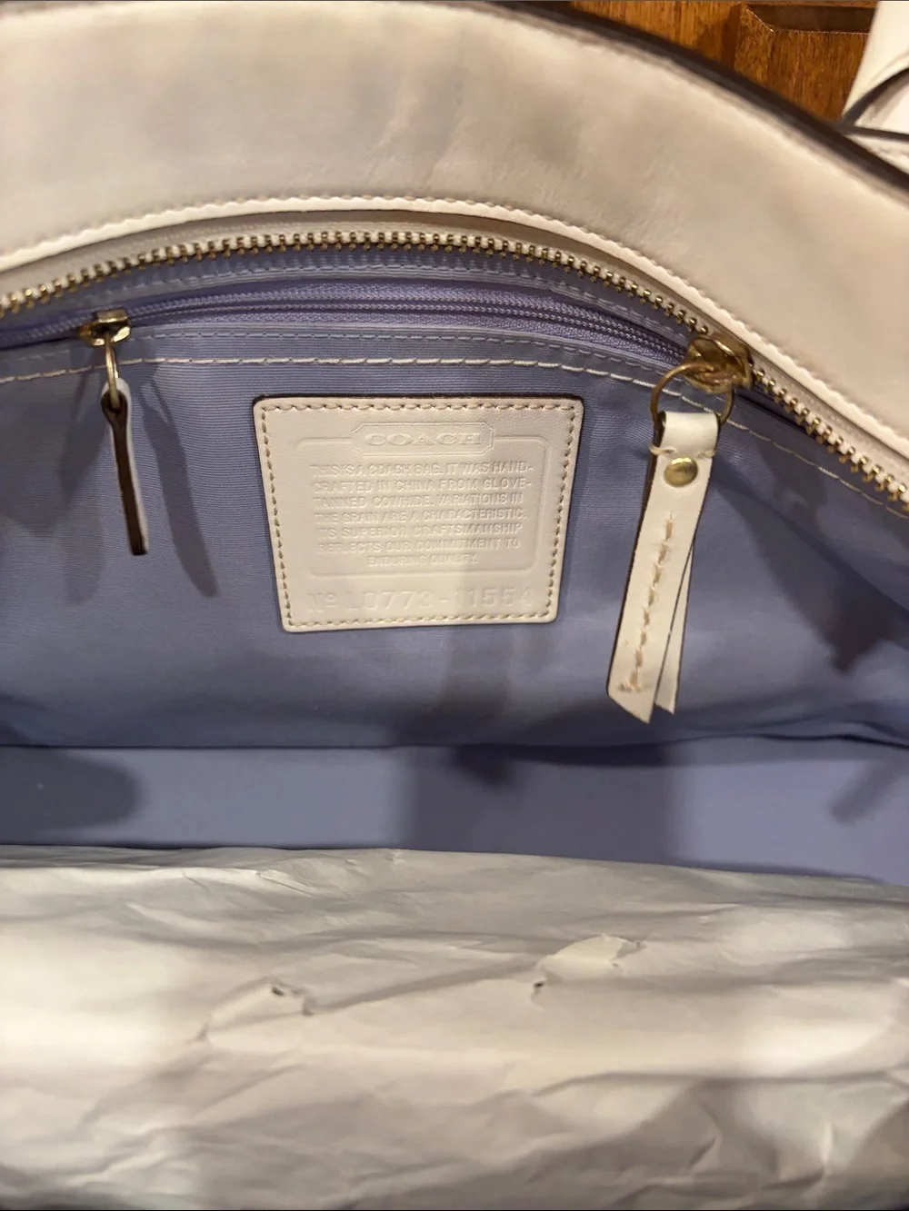 Coach Cream Leather Tote with Gold Turn-Lock